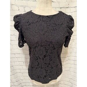 Wardrobe Black Lace Short Sleeve Top Size XS